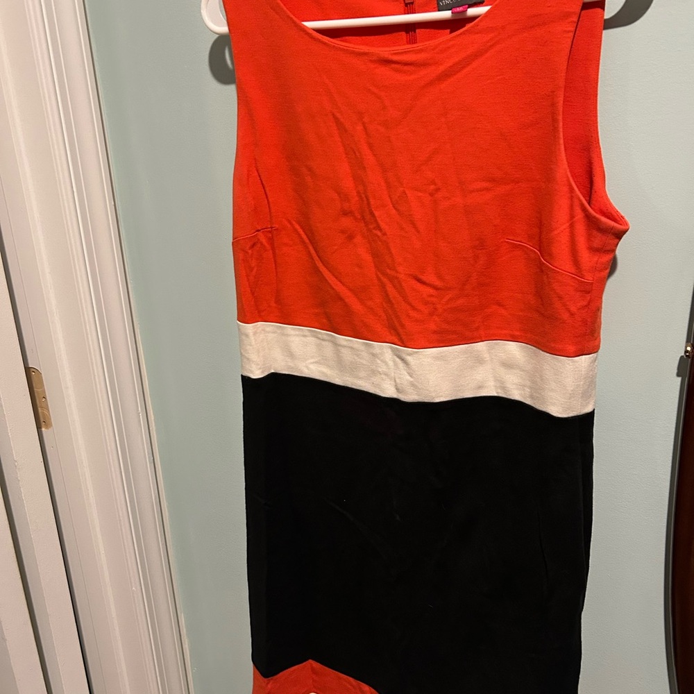 Vince Camuto Orange, Black, and White Dress